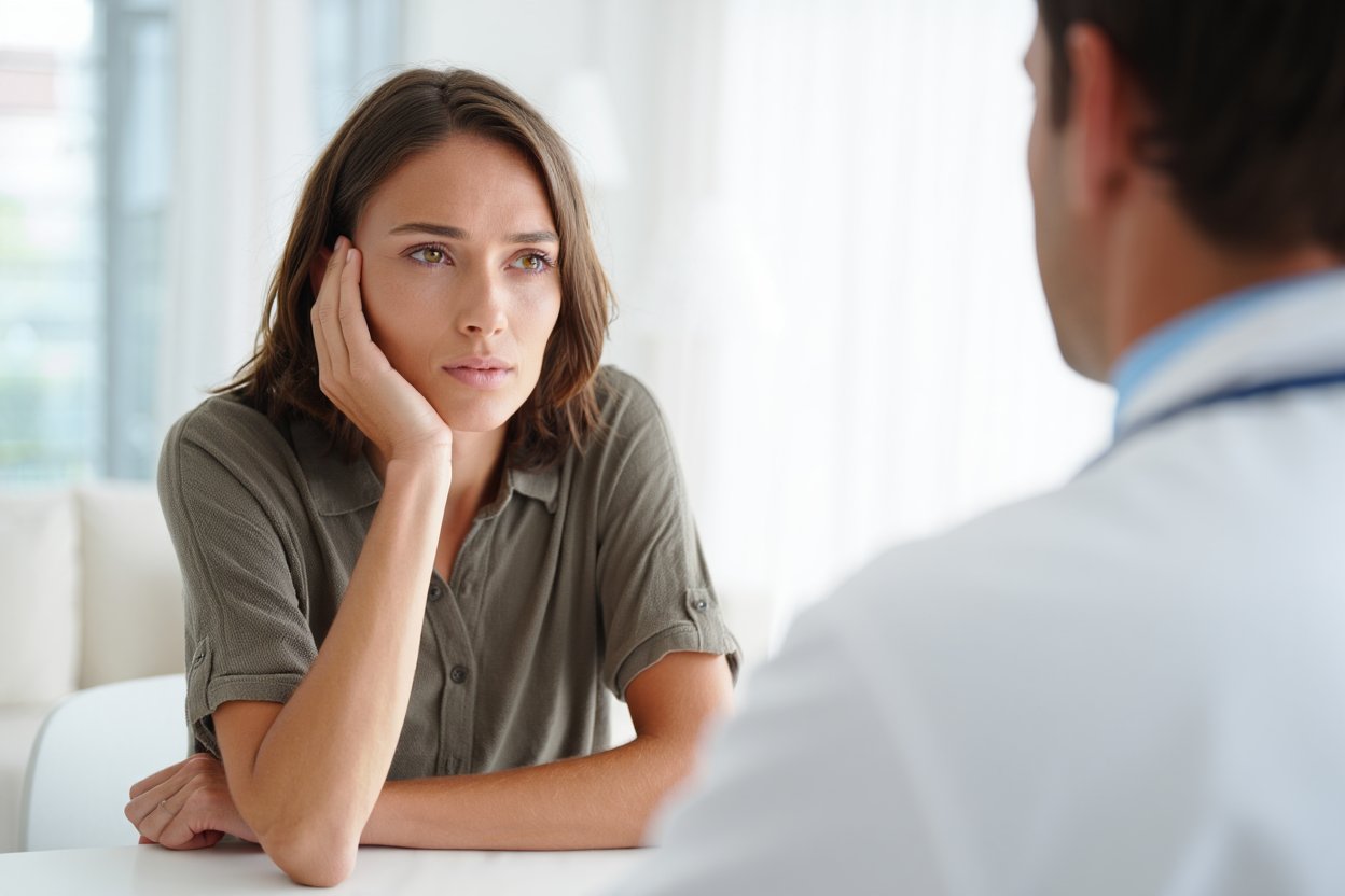 Зависимая слушает рекомендации врача